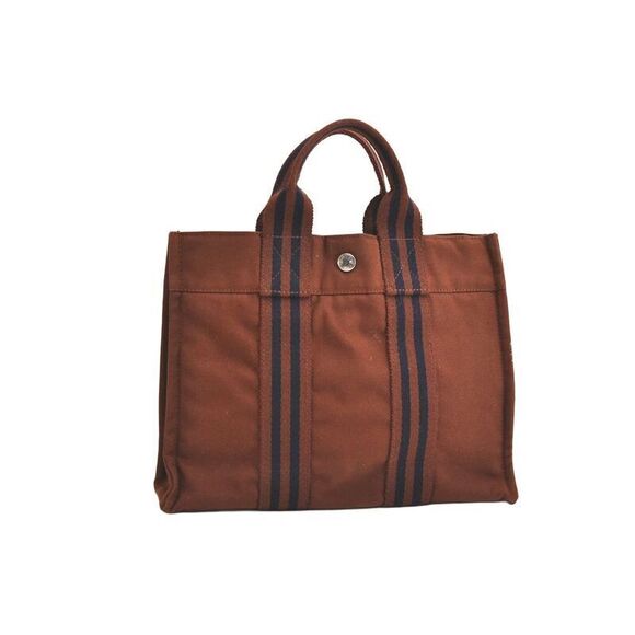 Hermes Fourre Tout PM Vintage Hand Tote Bag Purse Canvas...